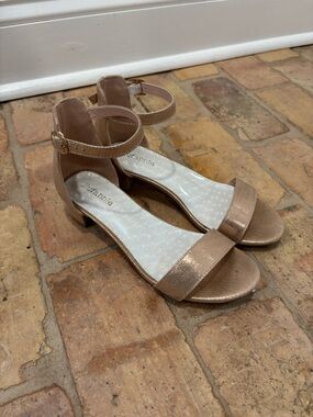 Girls' Glitter Ankle-Strap Dress Sandals - Rose Gold